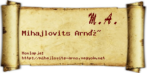 Mihajlovits Arnó névjegykártya